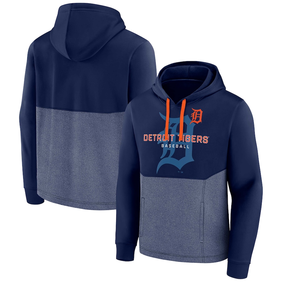 Men's Detroit Tigers Navy/Heather Navy Call the Shots Pullover Hoodie Men's Detroit Tigers Navy/Heather Navy Call the Shots Pullover Hoodie