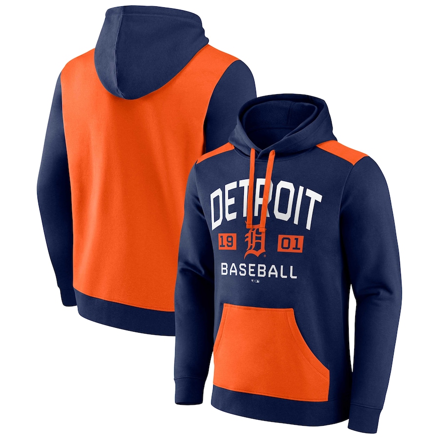 Men's Detroit Tigers Navy/Orange Chip In Pullover Hoodie Men's Detroit Tigers Navy/Orange Chip In Pullover Hoodie