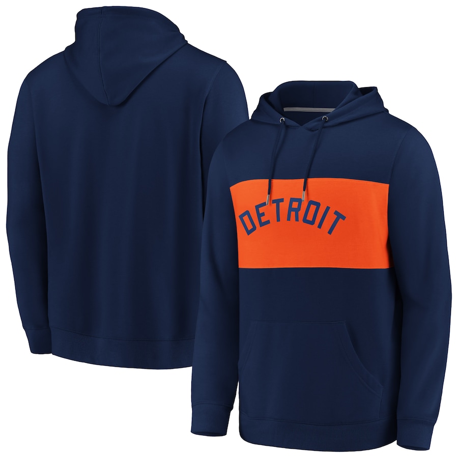 Men's Detroit Tigers Navy/Orange True Classics Faux Cashmere Pullover Hoodie Men's Detroit Tigers Navy/Orange True Classics Faux Cashmere Pullover Hoodie