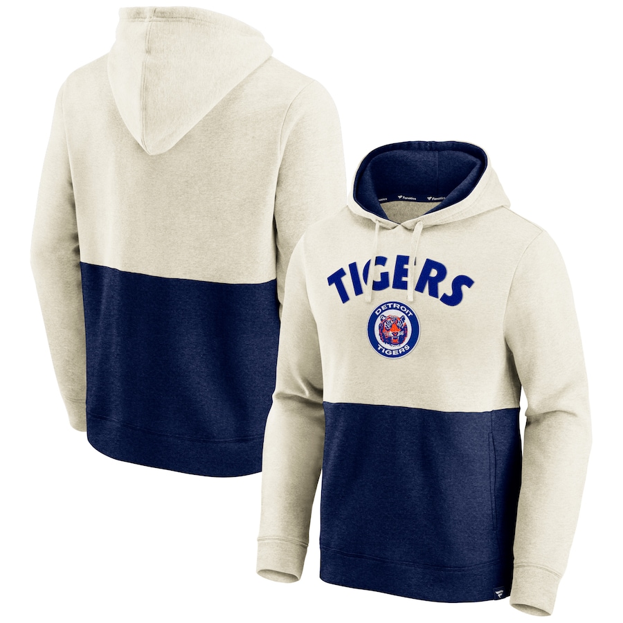 Men's Detroit Tigers Oatmeal/Navy Vintage Arch Pullover Hoodie Men's Detroit Tigers Oatmeal/Navy Vintage Arch Pullover Hoodie