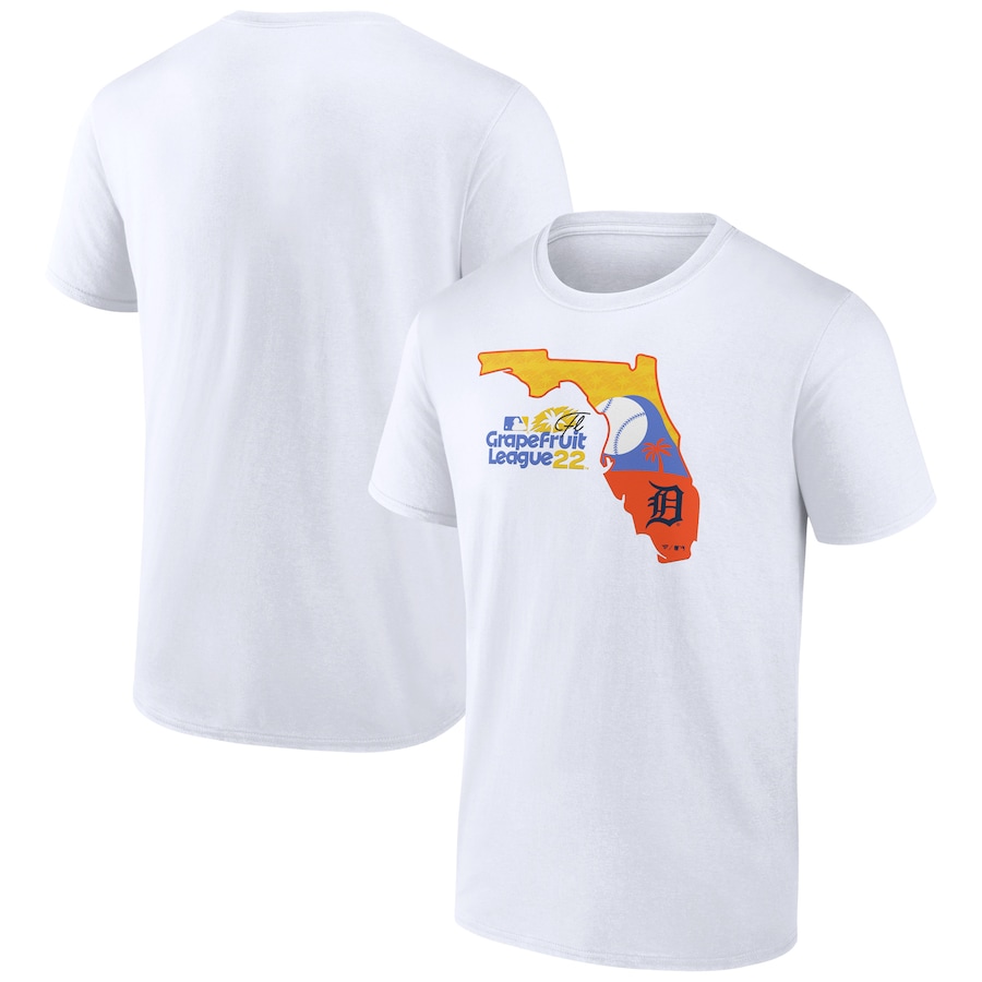 Men's Detroit Tigers White 2022 MLB Spring Training Grapefruit League State Fill T-Shirt
