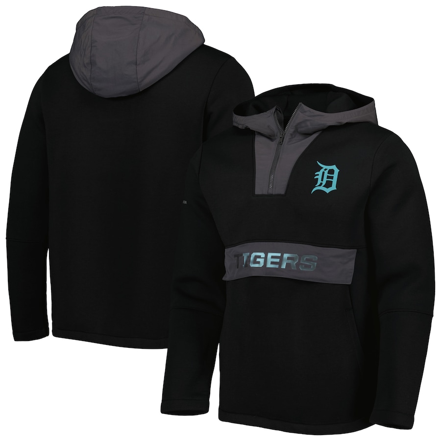 Men's Detroit Tigers Levelwear Black Ruckus Quarter-Zip Hoodie Men's Detroit Tigers Levelwear Black Ruckus Quarter-Zip Hoodie