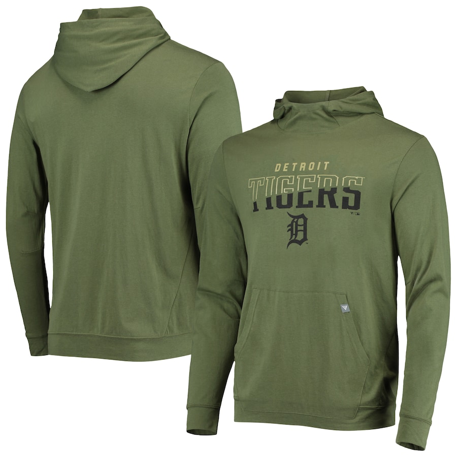 Men's Detroit Tigers Levelwear Olive Delta Thrive Tri-Blend Pullover Hoodie Men's Detroit Tigers Levelwear Olive Delta Thrive Tri-Blend Pullover Hoodie
