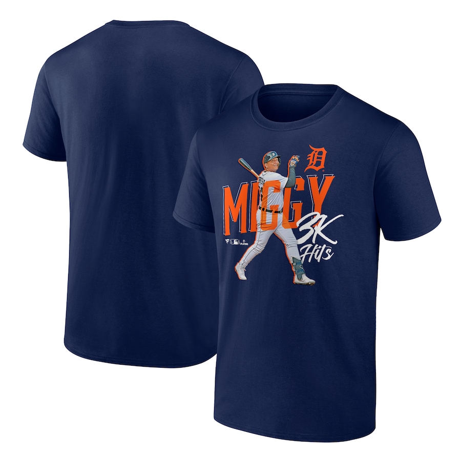 Men's Detroit Tigers Miguel Cabrera Navy 3,000 Career Hits T-Shirt