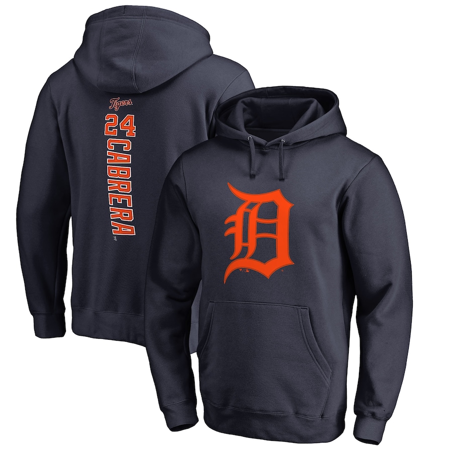 Men's Detroit Tigers Miguel Cabrera Navy Backer Pullover Hoodie Men's Detroit Tigers Miguel Cabrera Navy Backer Pullover Hoodie