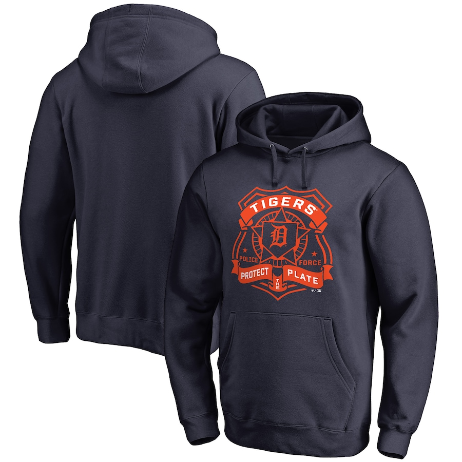 Men's Detroit Tigers Navy Police Badge Pullover Hoodie Men's Detroit Tigers Navy Police Badge Pullover Hoodie