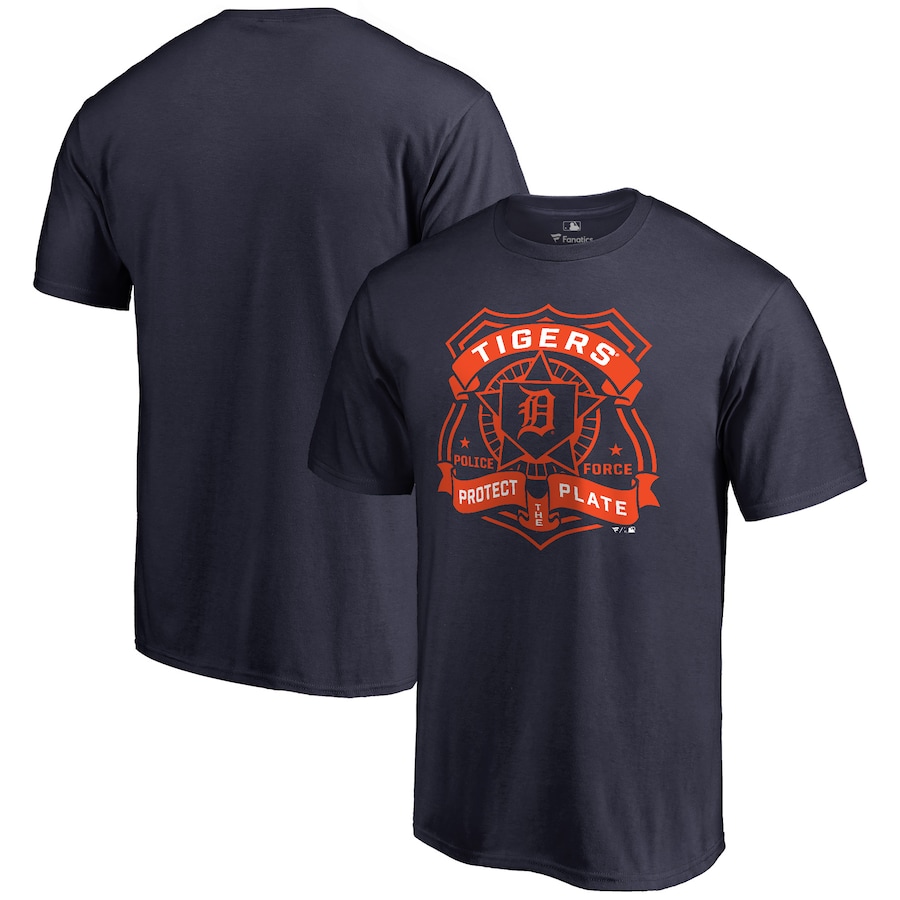 Men's Detroit Tigers Navy Police Badge T-Shirt Men's Detroit Tigers Navy Police Badge T-Shirt