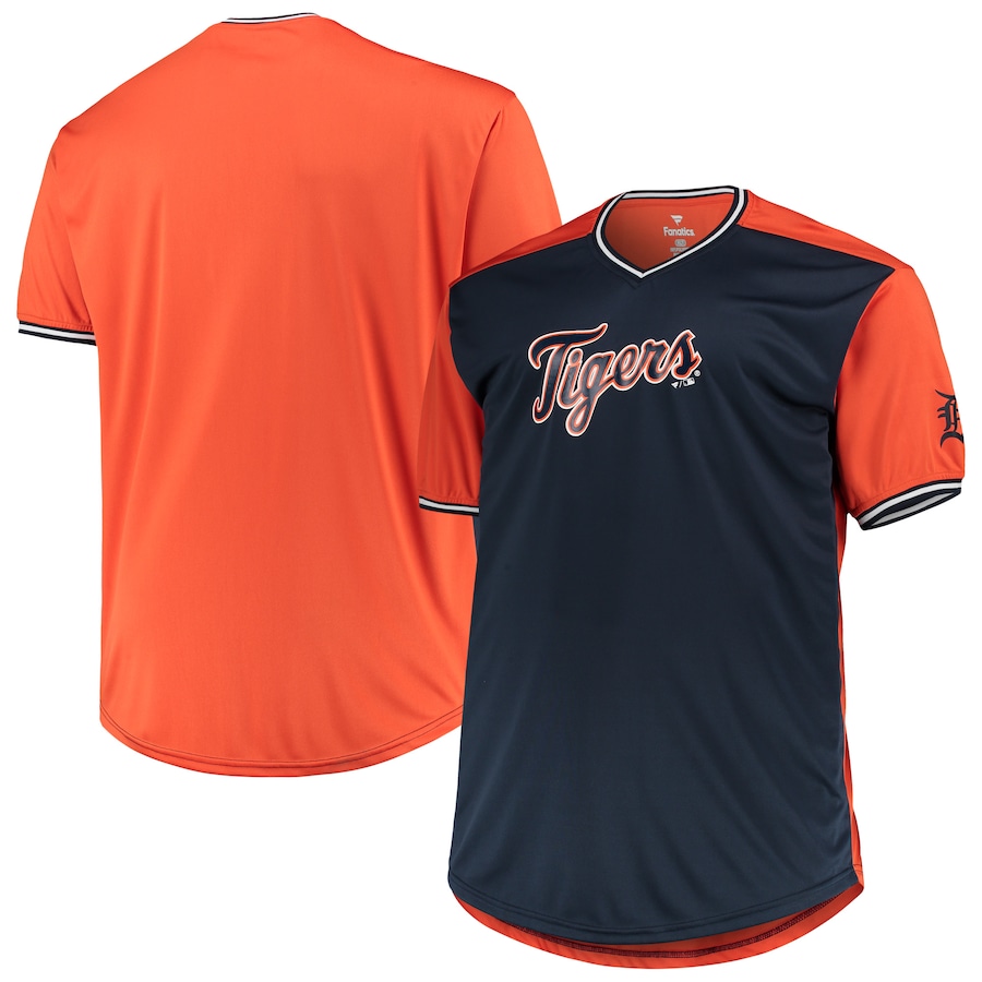 Men's Detroit Tigers Navy/Orange Solid V-Neck T-Shirt