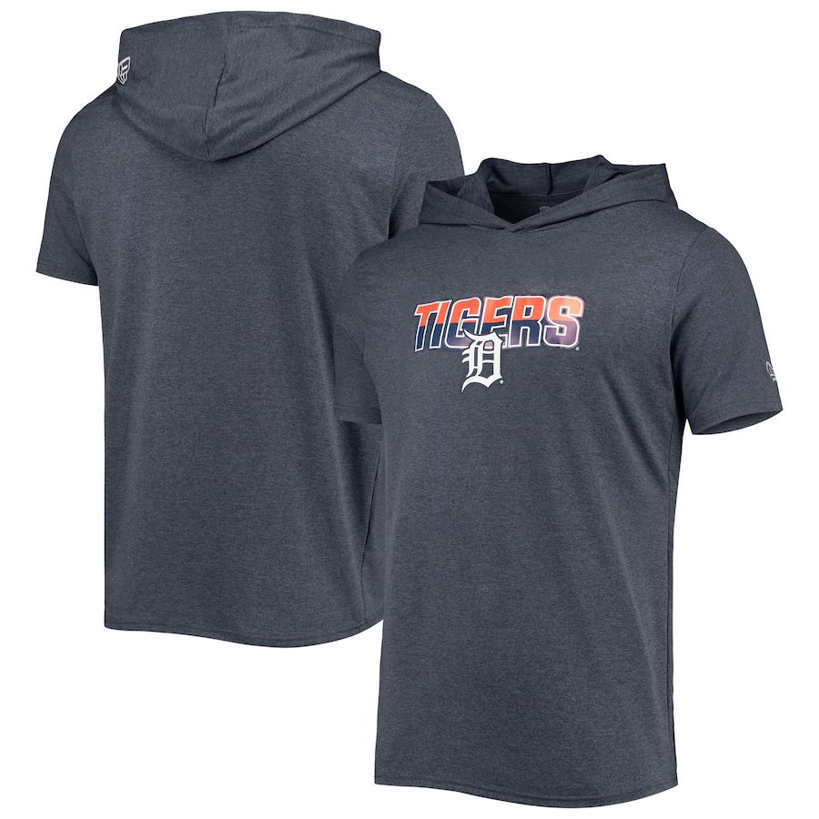 Men's Detroit Tigers New Era Heathered Navy Hoodie T-Shirt