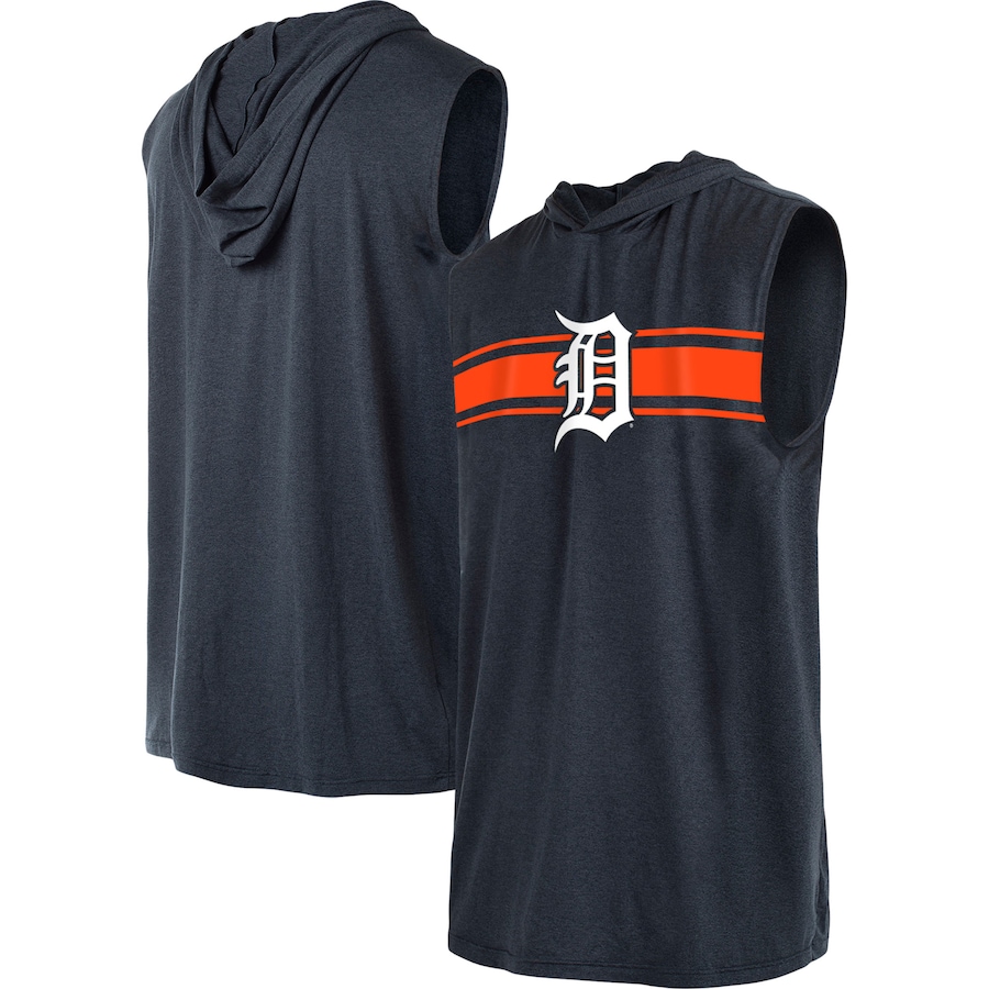 Men's Detroit Tigers New Era Navy Sleeveless Pullover Hoodie Men's Detroit Tigers New Era Navy Sleeveless Pullover Hoodie