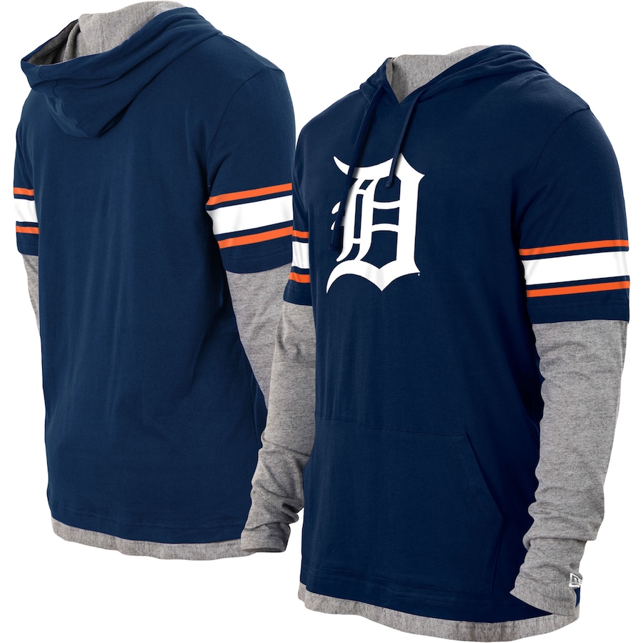 Men's Detroit Tigers New Era Navy Twofer Pullover Hoodie Men's Detroit Tigers New Era Navy Twofer Pullover Hoodie