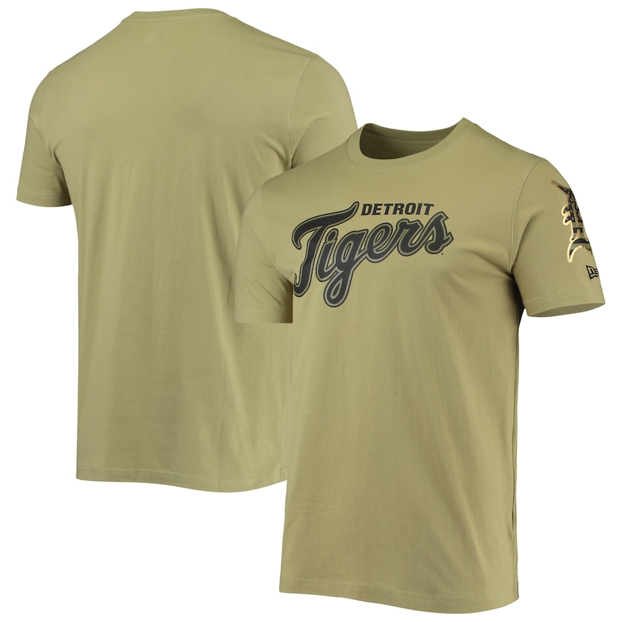 Men's Detroit Tigers New Era Olive Brushed Armed Forces T-Shirt Men's Detroit Tigers New Era Olive Brushed Armed Forces T-Shirt