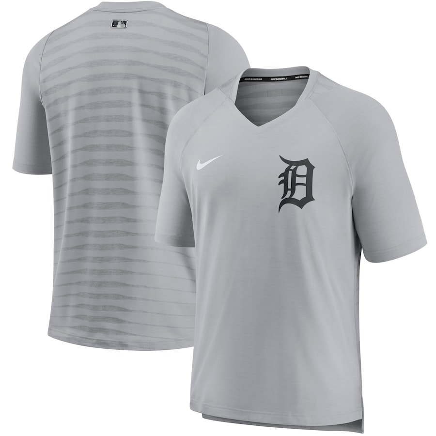 Men's Detroit Tigers Nike Gray Authentic Collection Pregame Performance V-Neck T-Shirt Men's Detroit Tigers Nike Gray Authentic Collection Pregame Performance V-Neck T-Shirt