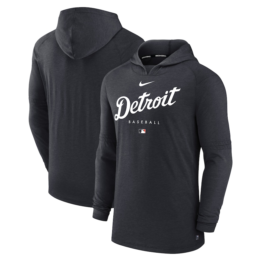 Men's Detroit Tigers Nike Heather Navy Authentic Collection Early Work Tri-Blend Performance Pullover Hoodie Men's Detroit Tigers Nike Heather Navy Authentic Collection Early Work Tri-Blend Performance Pullover Hoodie