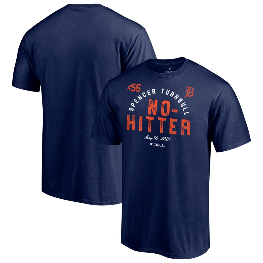 Men's Detroit Tigers Spencer Turnbull Navy No Hitter T-Shirt Men's Detroit Tigers Spencer Turnbull Navy No Hitter T-Shirt