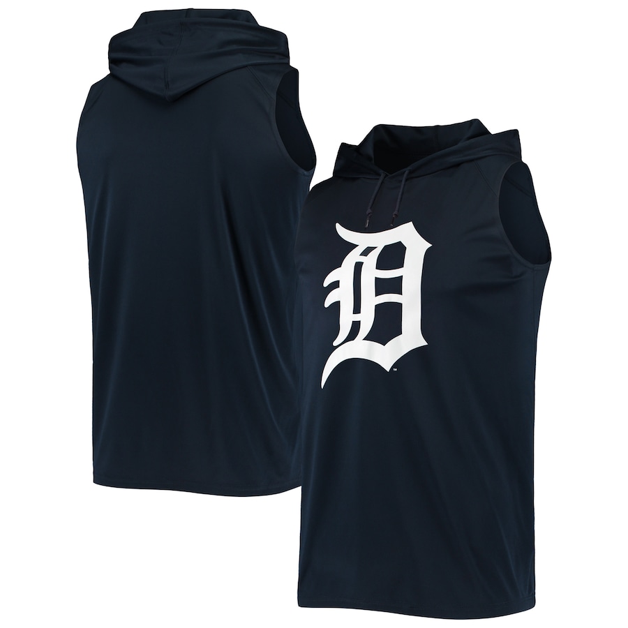 Men's Detroit Tigers Stitches Navy Sleeveless Pullover Hoodie Men's Detroit Tigers Stitches Navy Sleeveless Pullover Hoodie