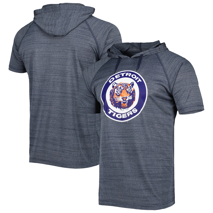 Men's Detroit Tigers Stitches Navy Space-Dye Raglan Hoodie T-Shirt Men's Detroit Tigers Stitches Navy Space-Dye Raglan Hoodie T-Shirt