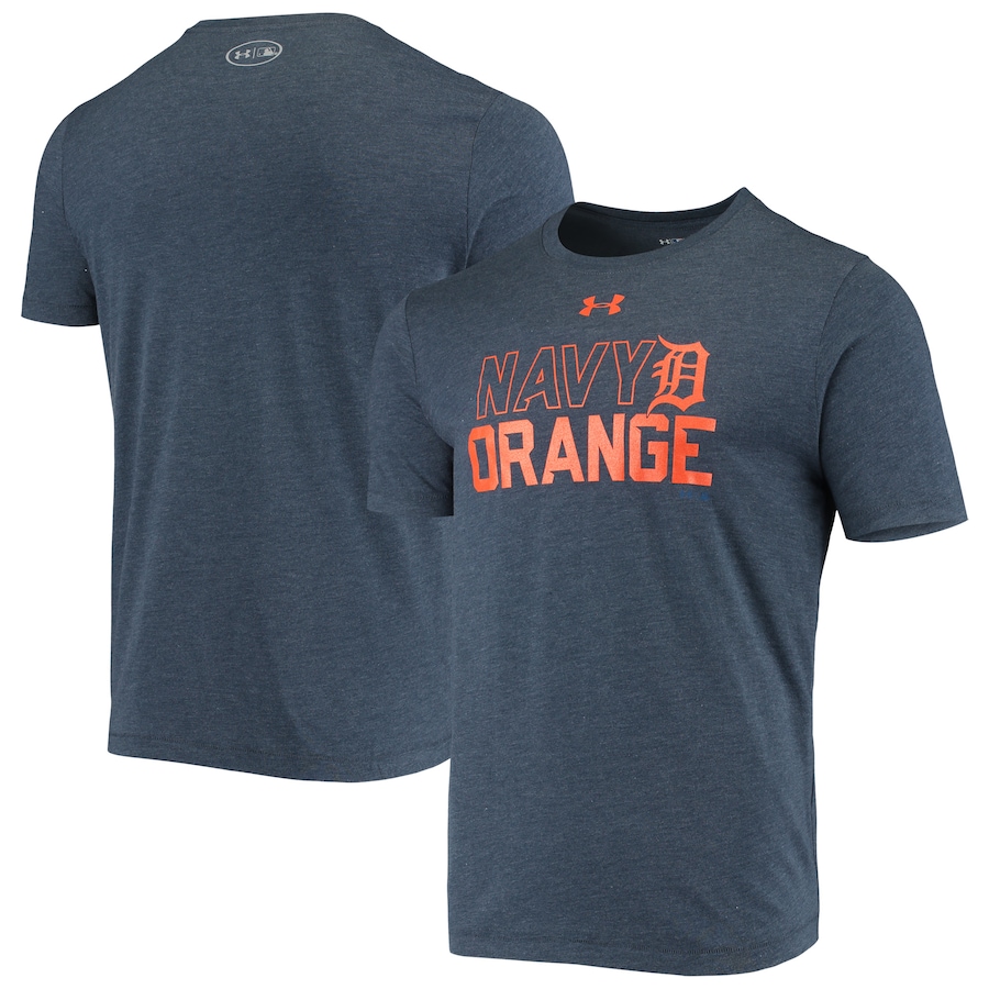 Men's Detroit Tigers Under Armour Heathered Navy Team Colors Charged Tri-Blend Performance T-Shirt Men's Detroit Tigers Under Armour Heathered Navy Team Colors Charged Tri-Blend Performance T-Shirt