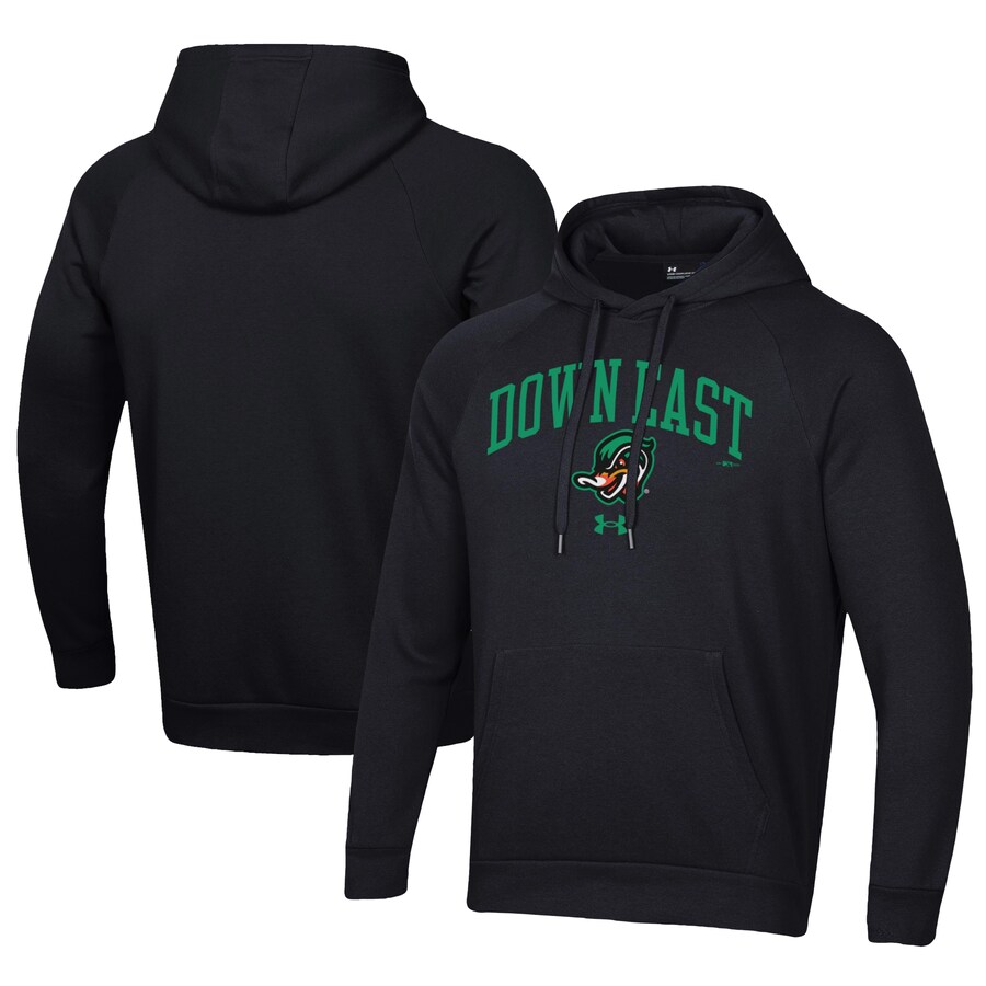 Men's Down East Wood Ducks Under Armour Black All Day Fleece Pullover Hoodie