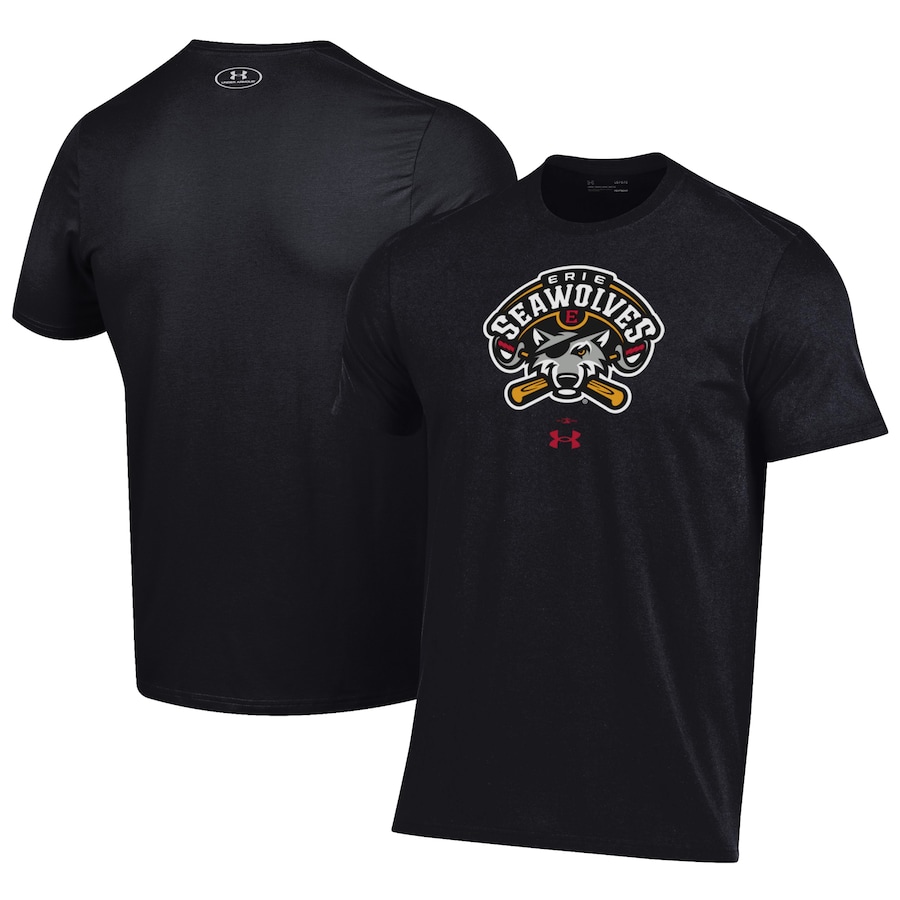 Men's Erie SeaWolves Under Armour Black Performance T-Shirt Men's Erie SeaWolves Under Armour Black Performance T-Shirt