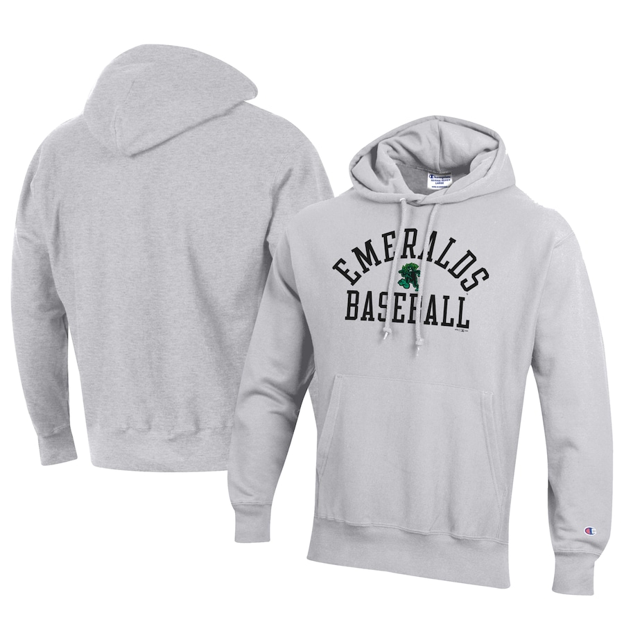Men's Eugene Emeralds Champion Gray Baseball Reverse Weave Pullover Hoodie Men's Eugene Emeralds Champion Gray Baseball Reverse Weave Pullover Hoodie