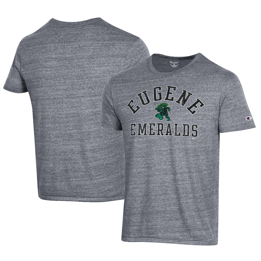 Men's Eugene Emeralds Champion Gray Ultimate Tri-Blend T-Shirt