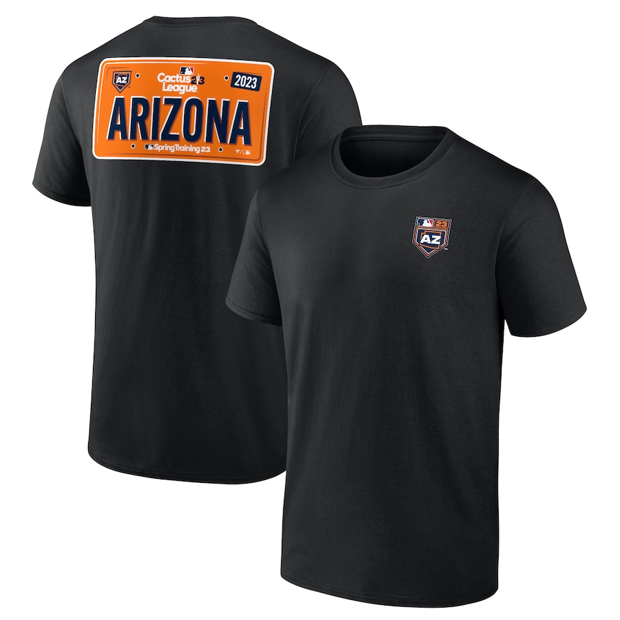 Men's Black 2023 MLB Spring Training Arizona License Plate T-Shirt Men's Black 2023 MLB Spring Training Arizona License Plate T-Shirt
