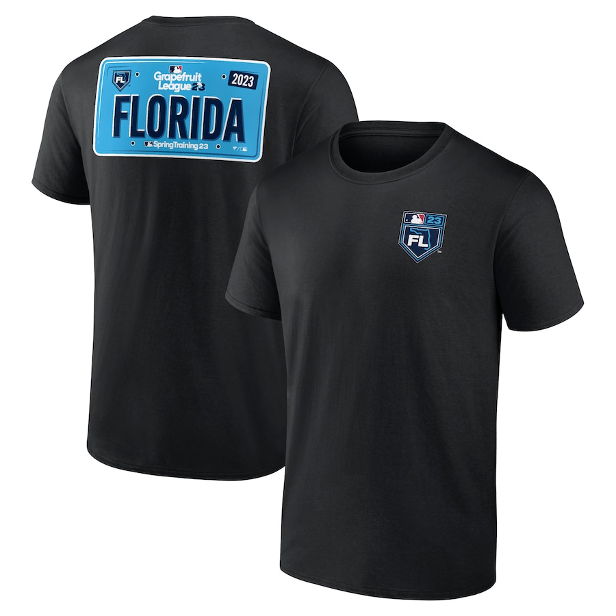 Men's Black 2023 MLB Spring Training Florida License Plate T-Shirt