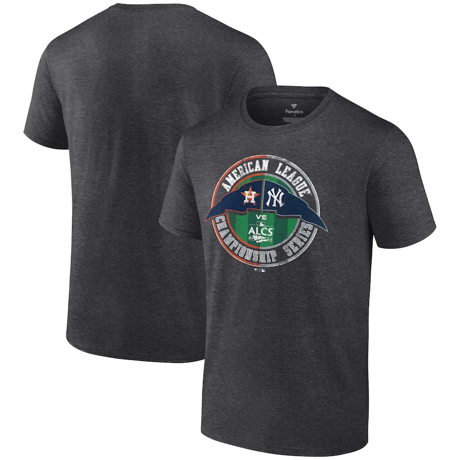 Men's Heather Charcoal Houston Astros vs. New York Yankees 2022 ALCS Matchup T-Shirt