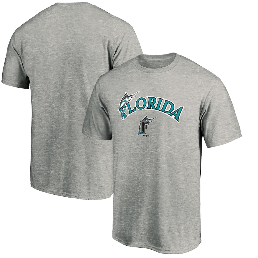 Men's Florida Marlins Heathered Gray Cooperstown Collection Team Wahconah T-Shirt Men's Florida Marlins Heathered Gray Cooperstown Collection Team Wahconah T-Shirt