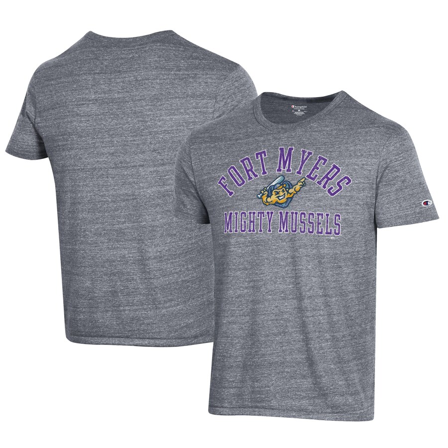 Men's Fort Myers Mighty Mussels Champion Gray Ultimate Tri-Blend T-Shirt Men's Fort Myers Mighty Mussels Champion Gray Ultimate Tri-Blend T-Shirt