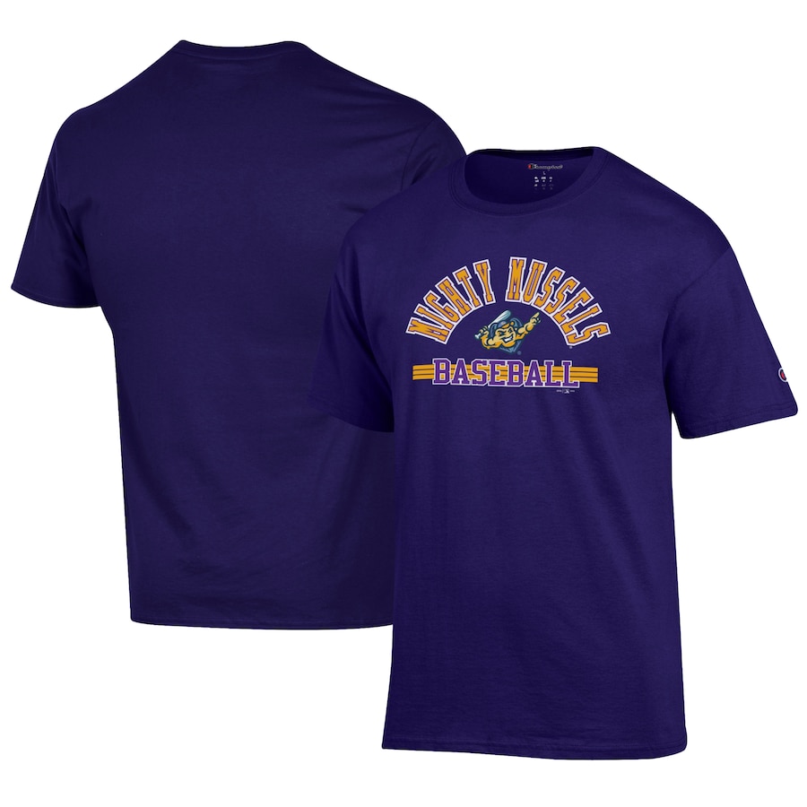 Men's Fort Myers Mighty Mussels Champion Purple Jersey T-Shirt Men's Fort Myers Mighty Mussels Champion Purple Jersey T-Shirt