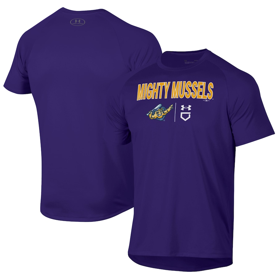 Men's Fort Myers Mighty Mussels Under Armour Purple Tech T-Shirt Men's Fort Myers Mighty Mussels Under Armour Purple Tech T-Shirt