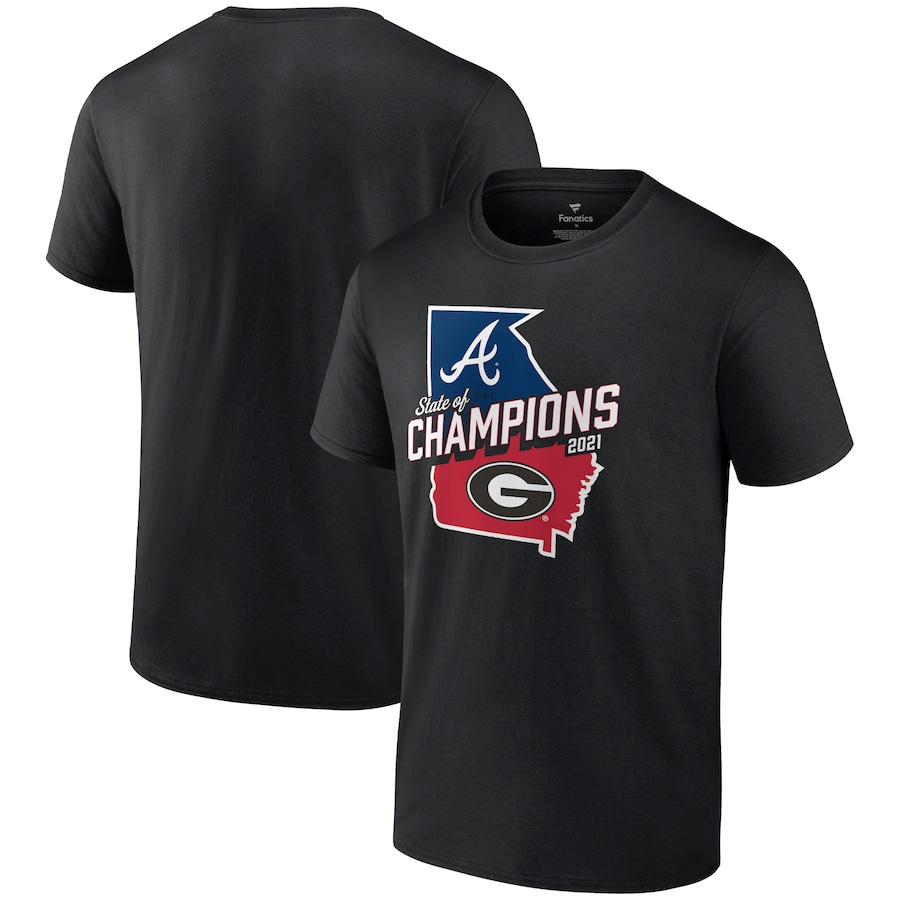 Men's Georgia Bulldogs x Atlanta Braves Black 2021 State of Champions T-Shirt Men's Georgia Bulldogs x Atlanta Braves Black 2021 State of Champions T-Shirt