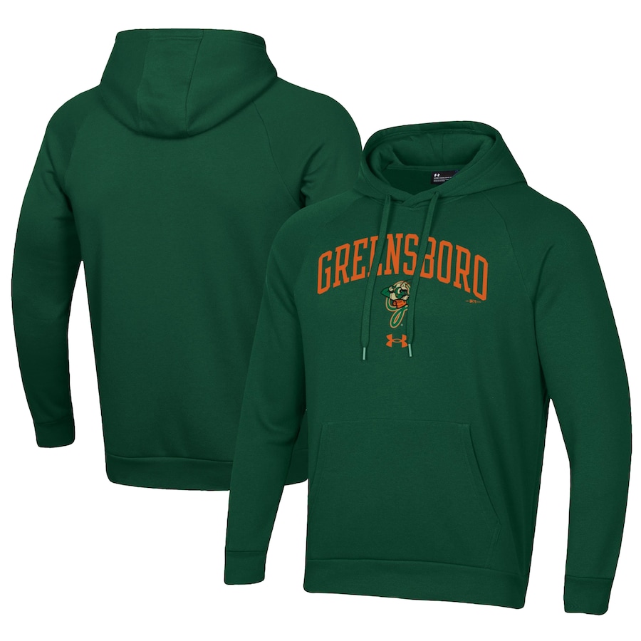 Men's Greensboro Grasshoppers Under Armour Green All Day Fleece Pullover Hoodie Men's Greensboro Grasshoppers Under Armour Green All Day Fleece Pullover Hoodie