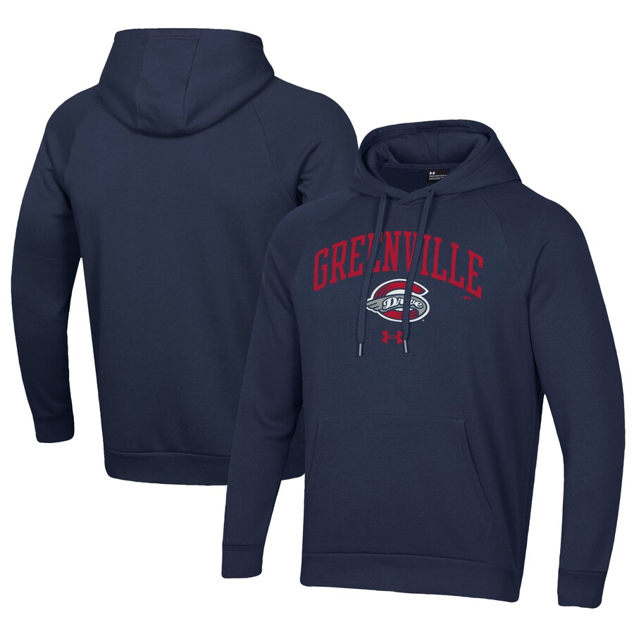 Men's Greenville Drive Under Armour Navy All Day Fleece Pullover Hoodie Men's Greenville Drive Under Armour Navy All Day Fleece Pullover Hoodie