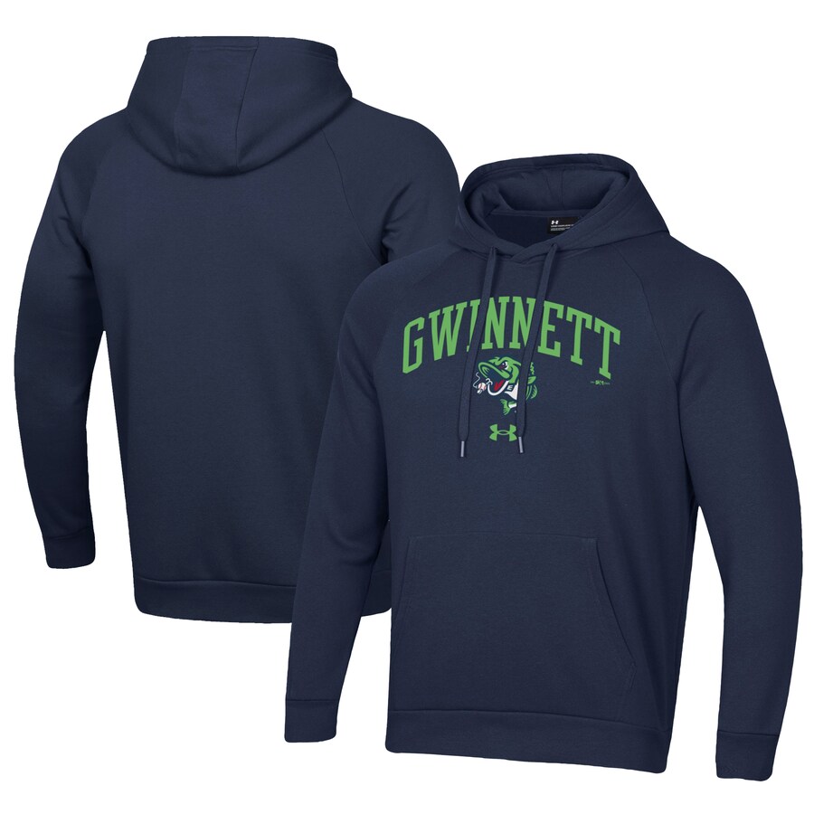 Men's Gwinnett Stripers Under Armour Navy All Day Fleece Pullover Hoodie Men's Gwinnett Stripers Under Armour Navy All Day Fleece Pullover Hoodie