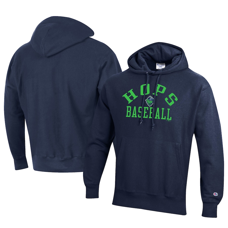 Men's Hillsboro Hops Champion Navy Baseball Reverse Weave Pullover Hoodie Men's Hillsboro Hops Champion Navy Baseball Reverse Weave Pullover Hoodie