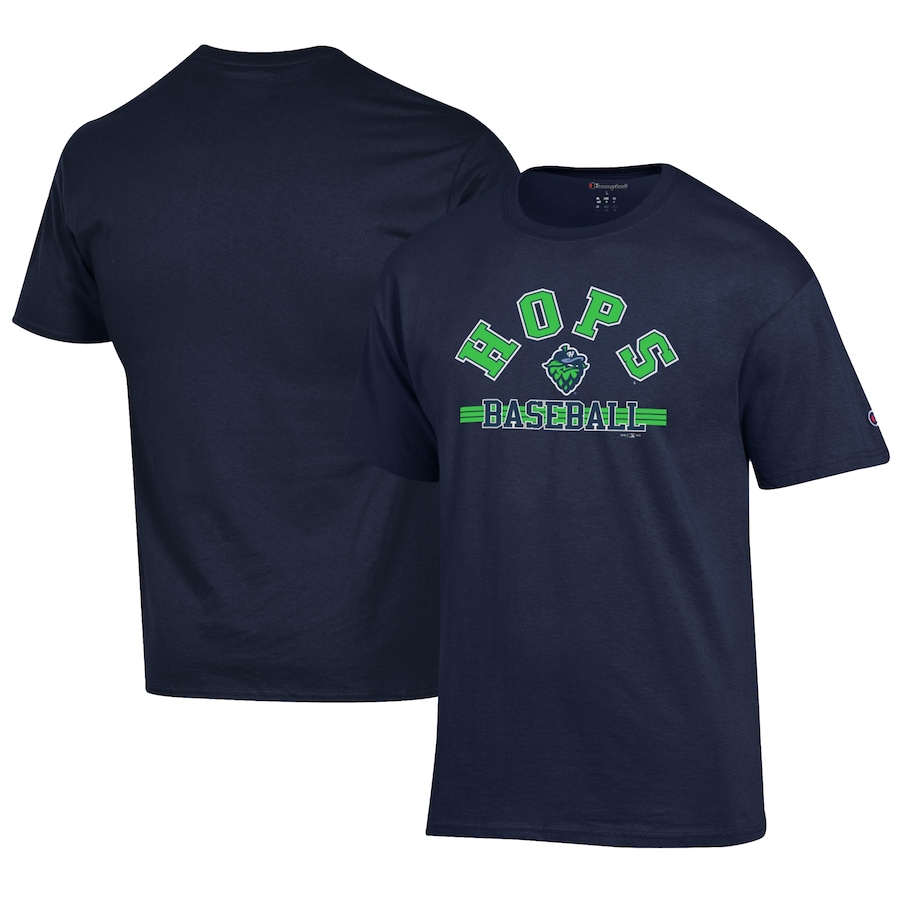Men's Hillsboro Hops Champion Navy Logo Jersey T-Shirt Men's Hillsboro Hops Champion Navy Logo Jersey T-Shirt