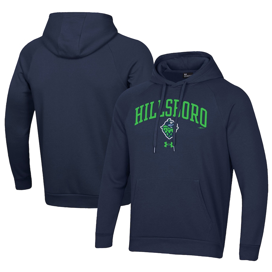 Men's Hillsboro Hops Under Armour Navy All Day Fleece Pullover Hoodie Men's Hillsboro Hops Under Armour Navy All Day Fleece Pullover Hoodie