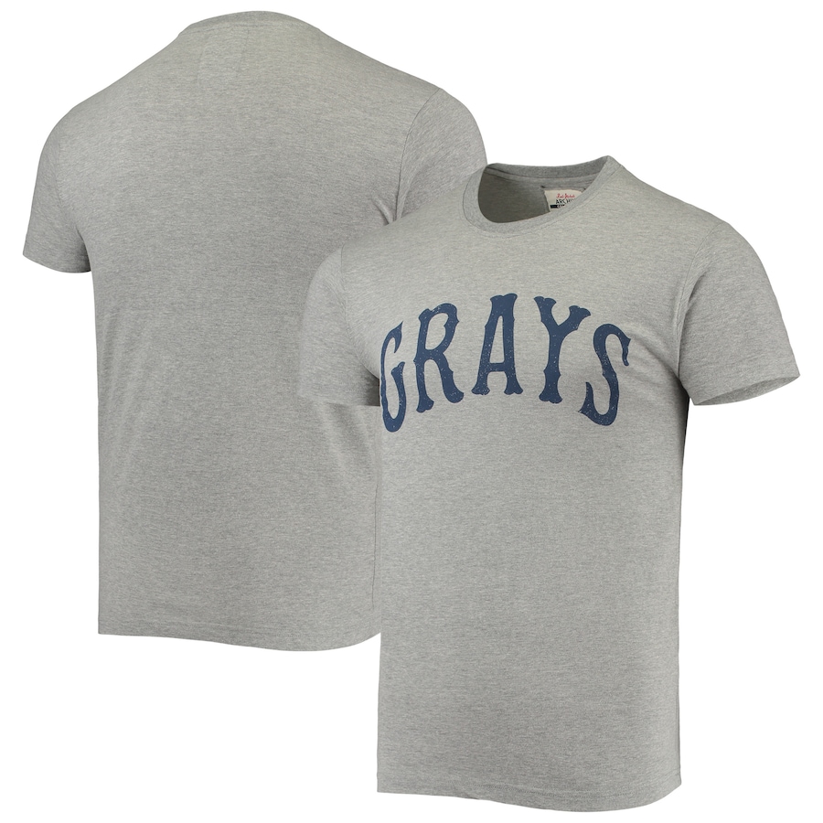 Men's Homestead Grays Red Jacket Heathered Gray Archive Collection Brass Tacks T-Shirt Men's Homestead Grays Red Jacket Heathered Gray Archive Collection Brass Tacks T-Shirt