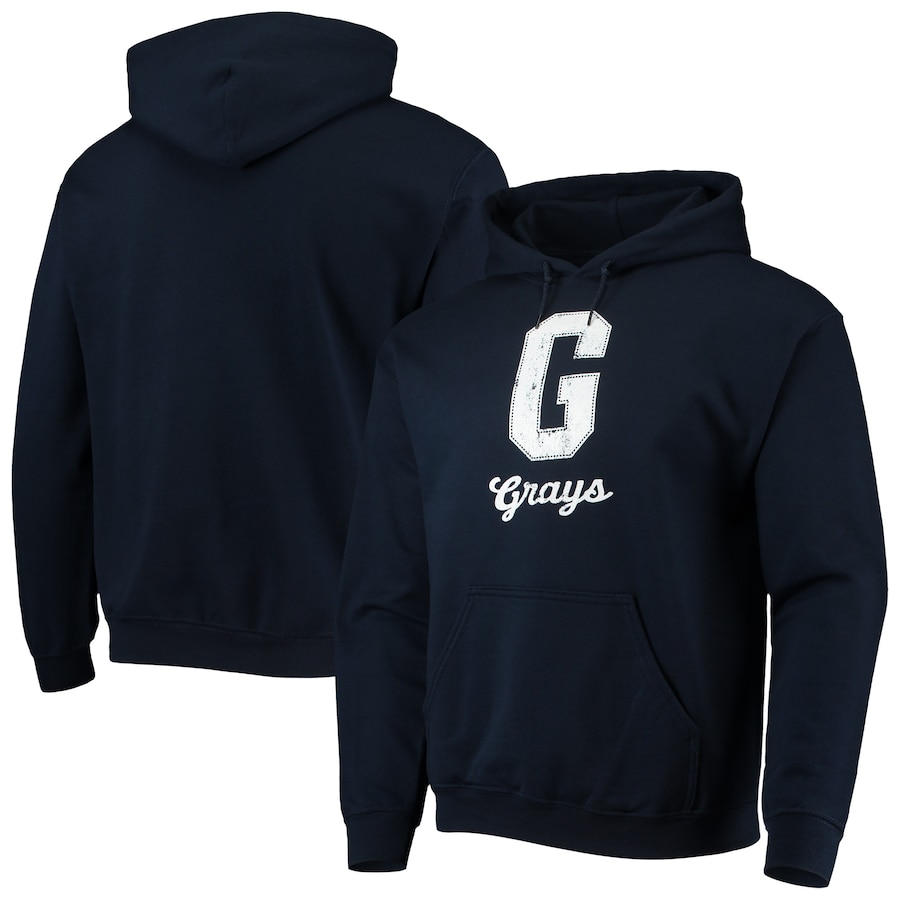 Men's Homestead Grays Stitches Navy Negro League Logo Pullover Hoodie