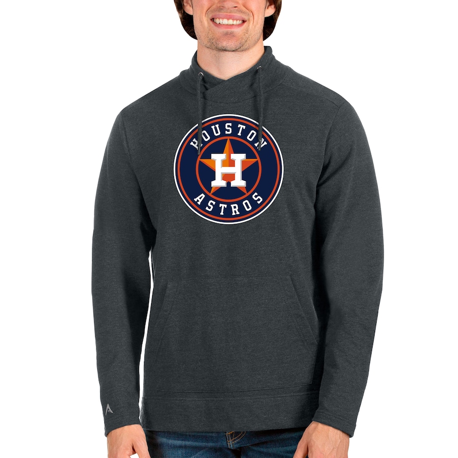 Men's Houston Astros Antigua Heathered Charcoal Reward Pullover Sweatshirt