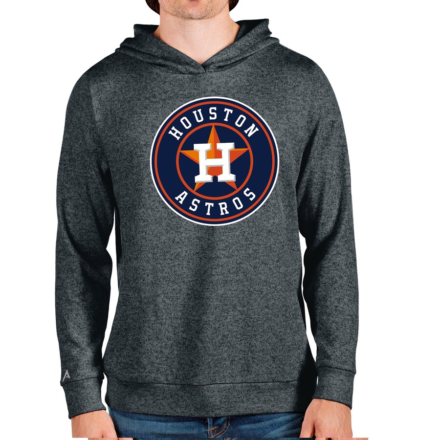 Men's Houston Astros Antigua Heathered Charcoal Team Logo Absolute Pullover Hoodie