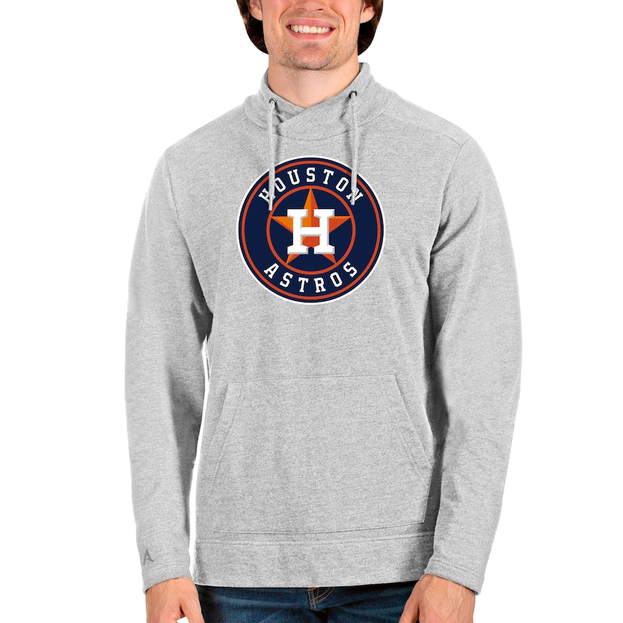 Men's Houston Astros Antigua Heathered Gray Reward Pullover Sweatshirt