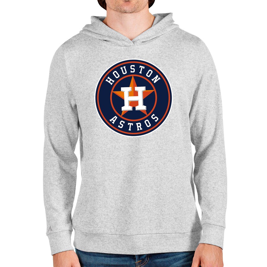 Men's Houston Astros Antigua Heathered Gray Team Logo Absolute Pullover Hoodie