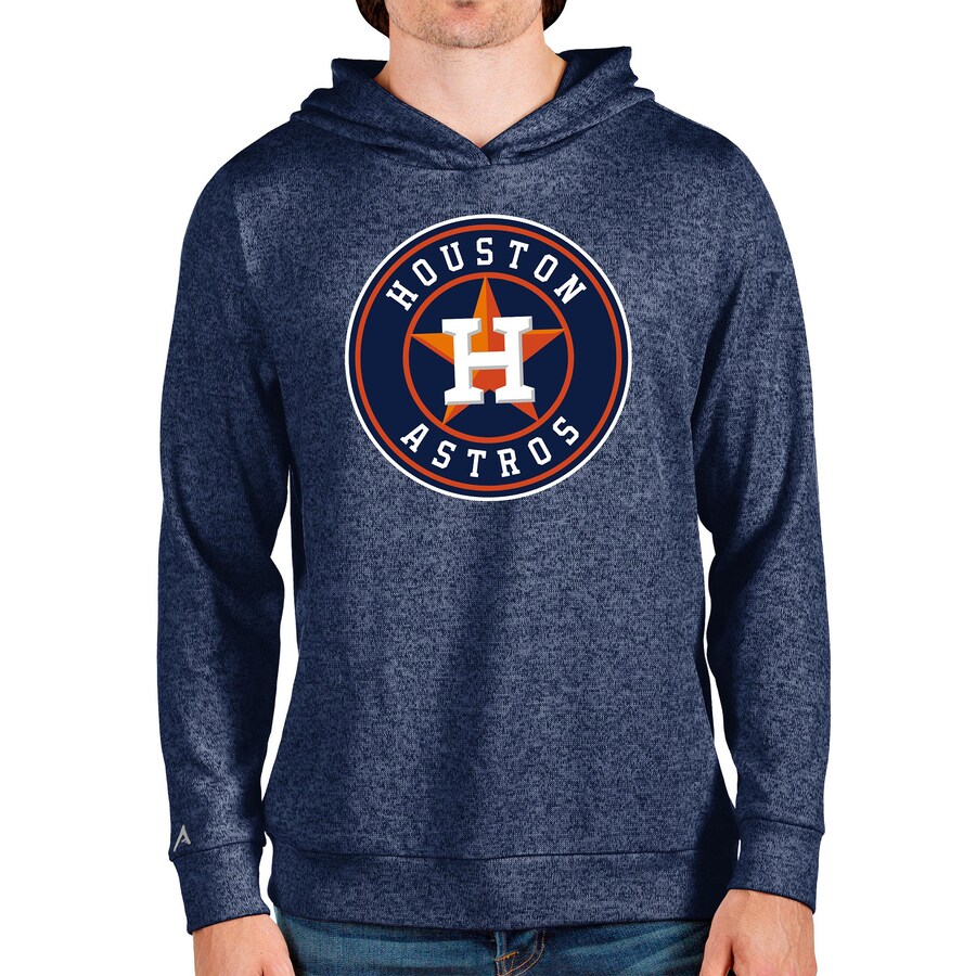 Men's Houston Astros Antigua Heathered Navy Team Logo Absolute Pullover Hoodie