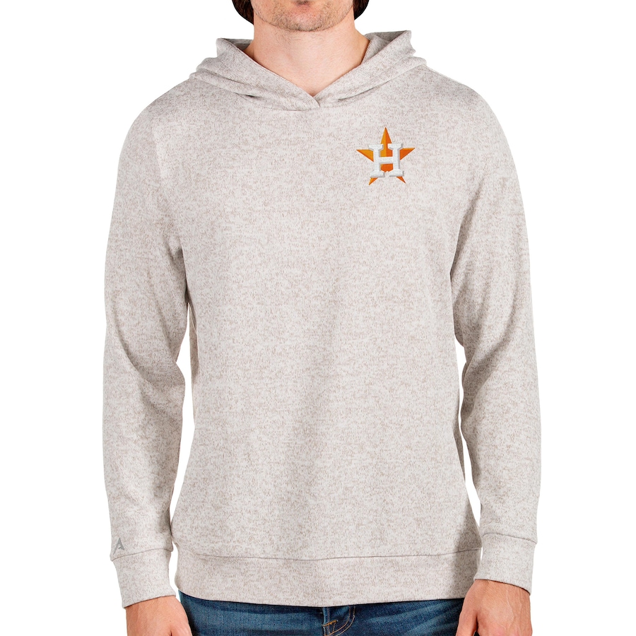 Men's Houston Astros Antigua Oatmeal Absolute Pullover Hoodie