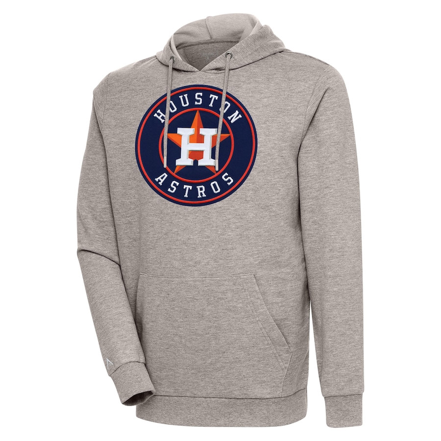 Men's Houston Astros Antigua Oatmeal Action Pullover Hoodie