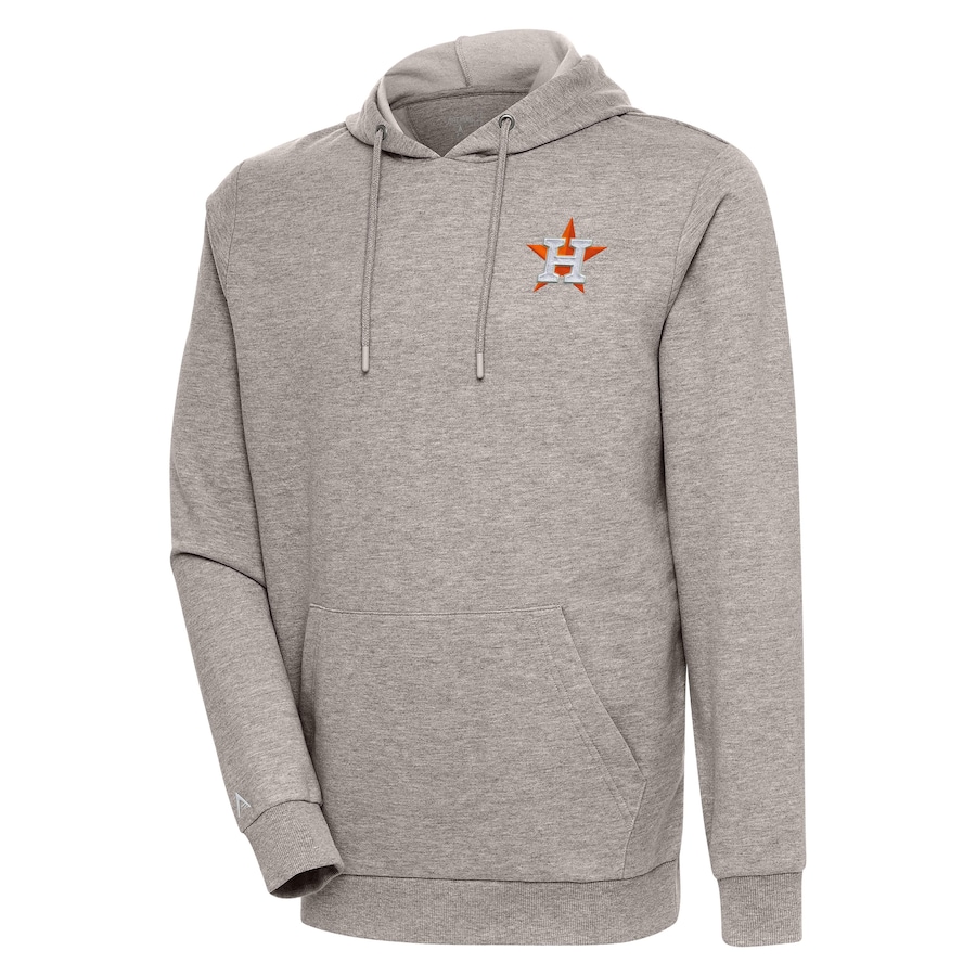 Men's Houston Astros Antigua Oatmeal Action Pullover Hoodie